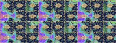 Barok tarzında altın çiçekli süs. Mavi renklerdeki altın element. Damask çizimi tekrarlanıyor. Antika altın tekrarlanabilir duvar kağıdı.