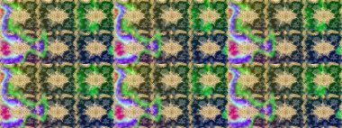 Süslü dekorasyon. Damask altın soyut çiçek deseni yeşil renklerde. Raster illüstrasyonu.