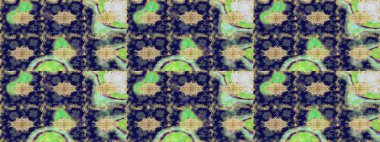 Raster oryantal süs. Altın şablonu çiz. Mavi renkler ve altın elementlerle çizim deseni.