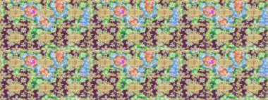 Altın şablonu çiz. Raster altın çiçek süsü brokar kumaş ve cam desenli. Tarafsız renkler ve altın elementler. Çiçek desenli altın metal..