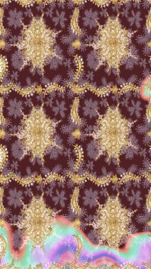 Kış kar dokusu duvar kağıdı. Kahverengi renkte altın kar taneleri. Sembol bayramı, yeni yıl kutlamaları, altın desenler. Noel Altın Kar Tanesi çizim kalıbı.