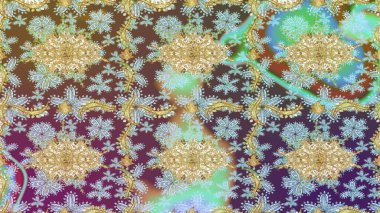 Tarafsız renklerde altın elementler. Skeç raster arka planı. Çiçek deseni. Duvar kâğıdı barok, İspanyol kumaşı. Şekil grafik deseni.