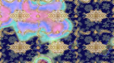 Noel, kar tanesi, yeni yıl 2019. Mavi renklerde altın elementli eskiz kalıbı.