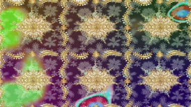 Raster oryantal süs. Altın elementlerle nötr renklerde altın desen. Geleneksel klasik altın desen. Barok tarzında eskiz doğulu süsü..