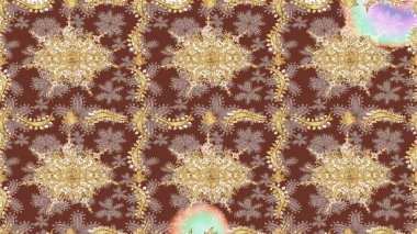 Raster Golden eskiz kalıbı. Doğu tarzı arabesk tarzında altın elementler. Kahverengi renkte çizim deseni. Altın desenli bukleler çiz.