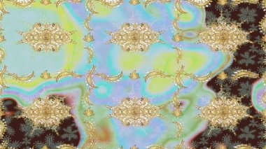 Tarafsız renkler üzerinde klasik oryantal desen. Damask eskiz süsü. Geleneksel raster ve altın desen.