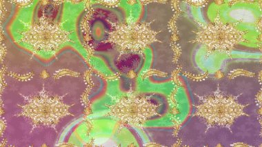 Barok tarzında eskiz oryantal süsü. Bej rengi ve altın elementlerle geleneksel klasik altın raster deseni.