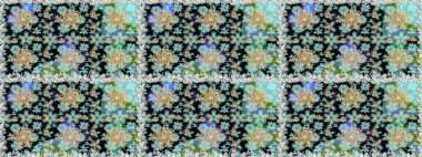 El yapımı dekoratif çerçeve, albüm kapağı, tebrik kartı, klasik Art deco tarzı. Raster soyut çiçek çelengi altın karalama fantezi yaprakları ve tarafsız renklerde çiçek.