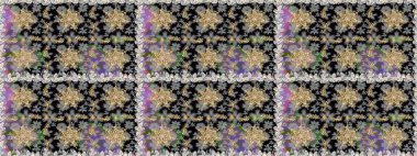 Gri renklerdeki altın element. Barok tarzında altın çiçekli süs. Damask pürüzsüz yineleme kalıbı. Antika altın tekrarlanabilir duvar kağıdı.