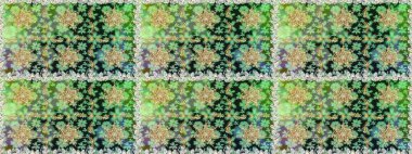 Tekrarlayan elementlerle kusursuz soyut arkaplan. Yeşil ve altın desenli. Zarif raster klasik desen.