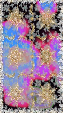 Gri renklerdeki altın element. Lüks, kraliyet ve Viktorya dönemi konsepti. Klasik barok çiçek desenli, gri yerine altın desenli. Süslü raster dekorasyonu.