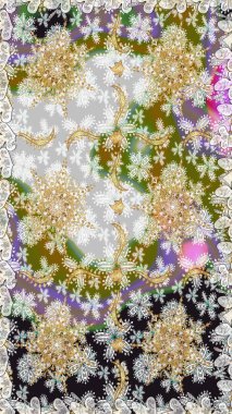 Antika altın tekrarlanabilir duvar kağıdı. Damask pürüzsüz yineleme kalıbı. Barok tarzında altın çiçekli süs. Gri renklerdeki altın element.