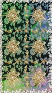 Kusursuz klasik raster altın desenli. Gri renklerde, altın elementlerle kusursuz desen. Klasik klasik klasik arka plan. Raster illüstrasyonu. Geleneksel oryantasyon süsü.