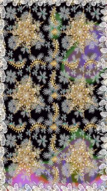 Geleneksel oryantasyon süsü. Kusursuz klasik raster grisi ve altın desenli. Klasik vintage arkaplan.