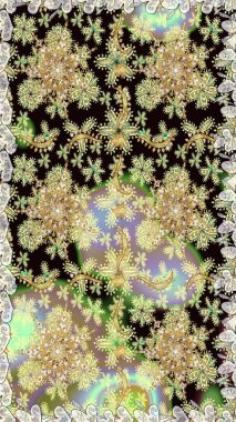 Raster Golden Mehndi kusursuz desen. Kına dövmeli süs çiçekleri, altın çıkartmalar, mehndi ve yoga tasarımı, kartlar ve parmak izleri. Tarafsız renklerde desen.