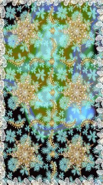 Tarafsız renklerde, altın elementlerle kusursuz desen. Raster illüstrasyonu. Geleneksel oryantasyon süsü. Klasik klasik klasik arka plan. Kusursuz klasik raster altın desenli.