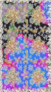 Kusursuz klasik raster altın desenli. Klasik klasik klasik arka plan. Geleneksel oryantasyon süsü. Gri renklerde, altın elementlerle kusursuz desen. Raster illüstrasyonu.