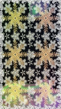 Klasik klasik klasik arka plan. Klasik raster sarısı, kusursuz desen. Gri renklerde, altın elementlerle kusursuz desen. Geleneksel oryantasyon süsü.