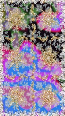 Raster klasik barok çiçeksiz altın desenli. Lüks, kraliyet ve Viktorya dönemi konsepti. Süslü dekorasyon. Altın elementlerle nötr renklerde altın desen.