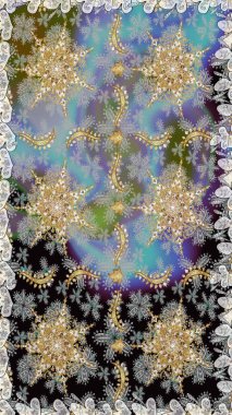 Kusursuz klasik altın desen. Gri renkli ve altın elementli altın desenli. Raster geleneksel oryantasyon süsü.