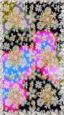 Barok tarzında kusursuz bir doğulu süsü. Gri renkli ve altın elementli geleneksel klasik altın sarısı desen.