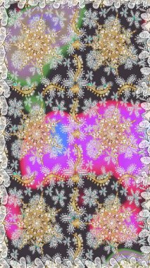 Tekrarlayan elementlerle soyut arkaplan oluşturun. Raster illüstrasyonu. Gri renkler ve altın elementler üzerinde altın pürüzsüz desen. Kusursuz, klasik altın desen..