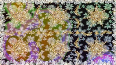 Doğu tarzı arabesk. Kusursuz altın desenli bukleler. Raster altın desen. Altın elementli gri renkler. Raster illüstrasyonu.