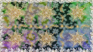 Barok tarzında kusursuz bir doğulu süsü. Gri renklerdeki altın elementler. Geleneksel klasik raster altın pürüzsüz desen.