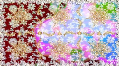 Raster illüstrasyonu. Kusursuz desenli altın elementler. Tarafsız renklerde Royal retro. Klasik çiçek dokusu. Altın şablon. Kart, duvar kağıdı, ambalaj, tekstil için klasik tasarım.