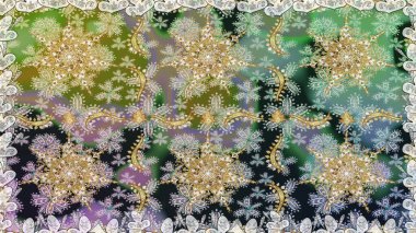 Çiçek deseni. Şık bir grafik desen. Gri renklerdeki altın elementler. Duvar kâğıdı barok, İspanyol kumaşı. Kusursuz raster arkaplanı.