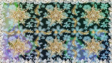 Barok tarzında kusursuz bir doğulu süsü. Tarafsız renklerde altın elementler. Geleneksel klasik raster altın pürüzsüz desen.