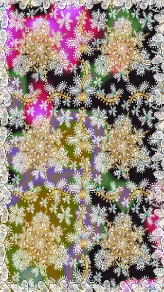 Geleneksel klasik raster altın pürüzsüz desen. Barok tarzında kusursuz bir doğulu süsü. Gri renklerdeki altın elementler.