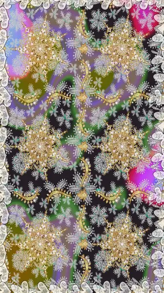 Klasik klasik klasik arka plan. Geleneksel oryantasyon süsü. Kusursuz klasik raster grisi ve altın desen.