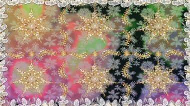 Raster. Hassas altın deseni açın. Parlak dantel, stilize çiçekler, şal desenli. Gri renklerde, altın elementlerle kusursuz desen. Doğu tarzı arabesk. Kusursuz altın dokular bukleler.