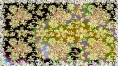 Raster altın pürüzsüz desen. Altın elementlerle nötr renklerde altın desen. Arkaplan, kumaş, altın duvar kağıdı. Düz elle çizilmiş vintage koleksiyonu.