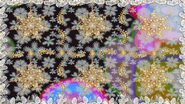 Gri renkli ve altın elementli klasik, pürüzsüz desen. Raster illüstrasyonu.