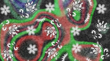 Gri ve yeşil çiçekli eskiz deseni, suluboya çiçek deseni, sevimli çiçek, duvar kağıdı, kart veya kumaş için fayanslı. Raster - stok.