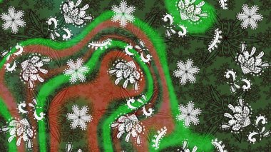 Yumuşak, yeşil ve kahverengi renklerde bahar çiçekleri. Raster illüstrasyonu. Yaprak ve çiçeklerin suluboya resmi, yeşil ve kahverengi renkler üzerine çizim deseni.