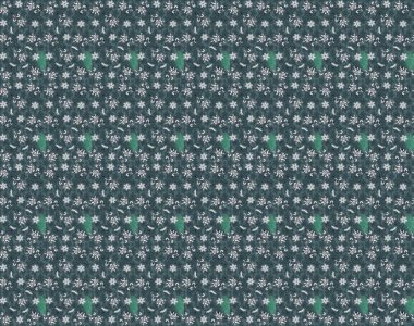 Raster. Yeşil ve mavi renkli güzel çiçekli çizim deseni, suluboya çiçek deseni, duvar kağıdı, kart veya kumaş için fayanslı..