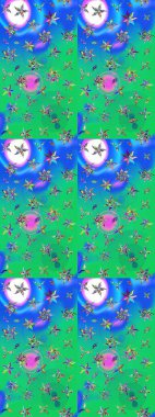 Sevimli küçük çiçek desenle. Raster resim. Çiçek desenli çiçek ve yaprakları ile.