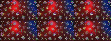 Raster illüstrasyonundaki çiçek desenli çizim. Suluboya tarzında kahverengi ve kırmızı renkte çiçekler.