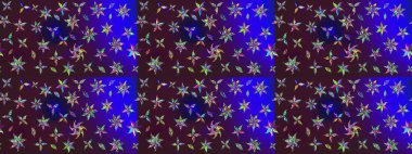 Yumuşak, bahar çiçekleri kahverengi ve mor renklerde. Raster illüstrasyonu. Yaprak ve çiçeklerin suluboya resmi, kahverengi ve menekşe renkleri üzerine çizim şekli.