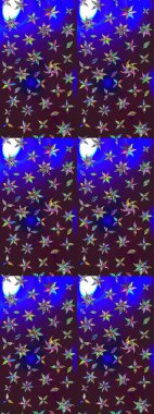 Suluboya çizimi. El çizimi. Çiçekli eskiz deseni. Kahverengi ve mavi renkte çiçekler.