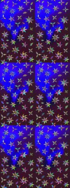 Raster illüstrasyonu. Çizim çiçek deseni duvar kâğıdı olarak kullanılabilir. Kahverengi ve mavi renkte çiçekler.