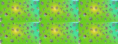 Kabile sanatı boho baskısı, klasik çiçek arkaplanı. Soyut etnik raster çizim kalıbı. Arkaplan dokusu, duvar kağıdı, yeşil ve sarı renkli çiçek teması.