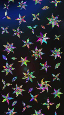 Hediye ambalaj kağıdı, tebrik kartları, posterler ve pankart tasarımı. Raster düz çiçek çizim deseni. Gri ve mavi renkte çiçekler.