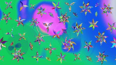 Arkaplan dokusu, duvar kağıdı, mavi ve yeşil renkli çiçek teması. Soyut etnik raster çizim kalıbı. Kabile sanatı boho baskısı, klasik çiçek arkaplanı.