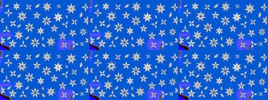 Raster illüstrasyonu. Mavi ve nötr renklerde Asya tekstil tarzında. Suluboya çiçekli çiçek deseni.