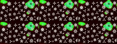 Raster. Düz Çiçek Elementleri Tasarımı. Renkli Bahar Teması çizim şablonu.