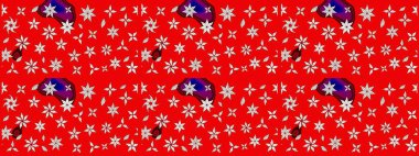 Raster çiçek izi. Çiçek kırmızısı ve nötr çizim deseni. Raster Yumuşak kumaş deseni. Klasik taslak çizimi.